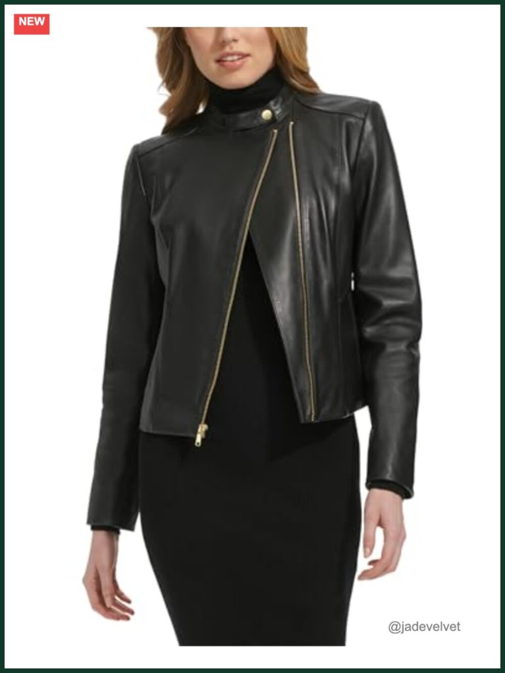 Long Sleeve Snap Collar Asymmetric Zip Leather Jacket